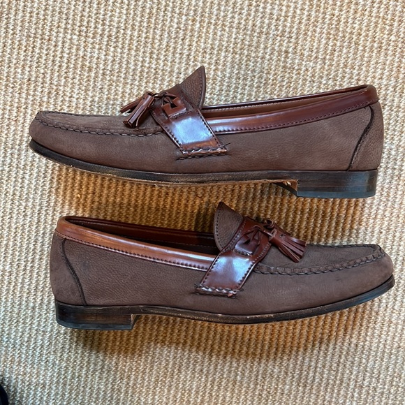Allen Edmond Chatham Tasseled Nubuck Suede & Leather Brown Loafer 10C - Picture 4 of 9